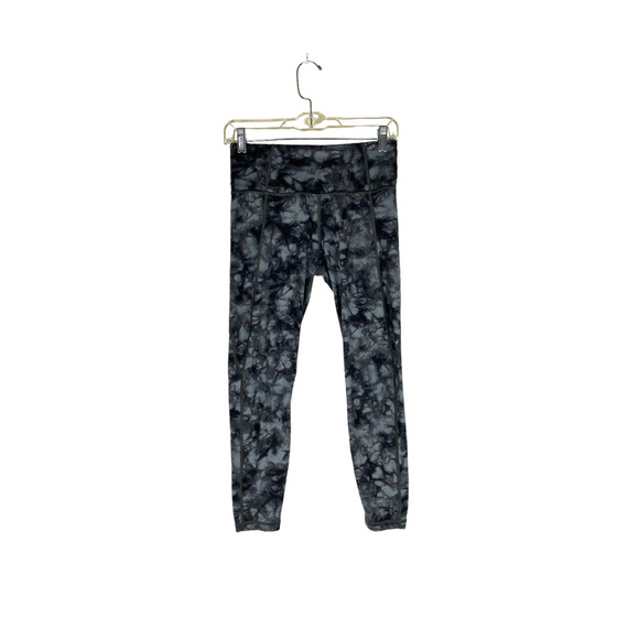ATHLETA Leggings Small Tie Dye Gray Black Print - Picture 1 of 5